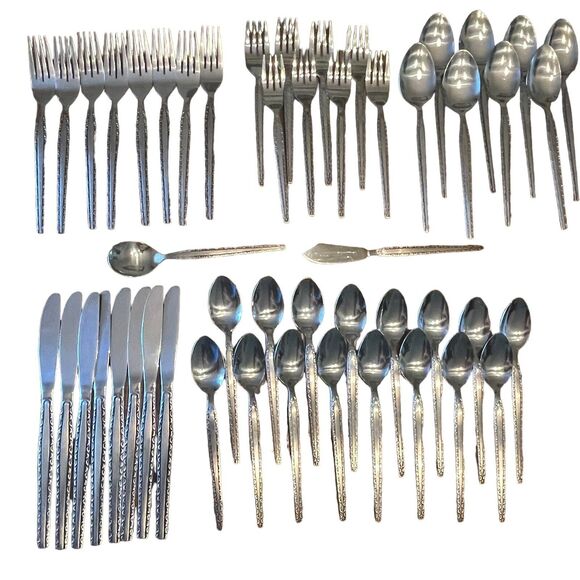 Rogers Ensenada Scroll Stainless Flatware Set 50 Pc‎ Service for 8 Vintage - Picture 1 of 12